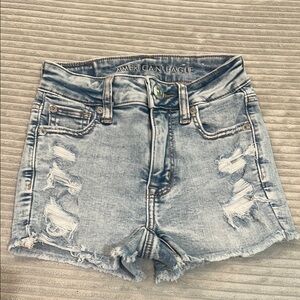 American Eagle Outfitters Women's Ripped Jean Shorts - Light Blue